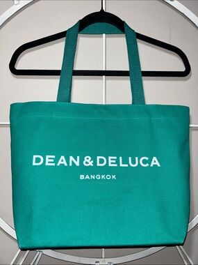 DEAN & DELUCA Bangkok Teal 100% Heavy-Duty Cotton Canvas Tote Bag
